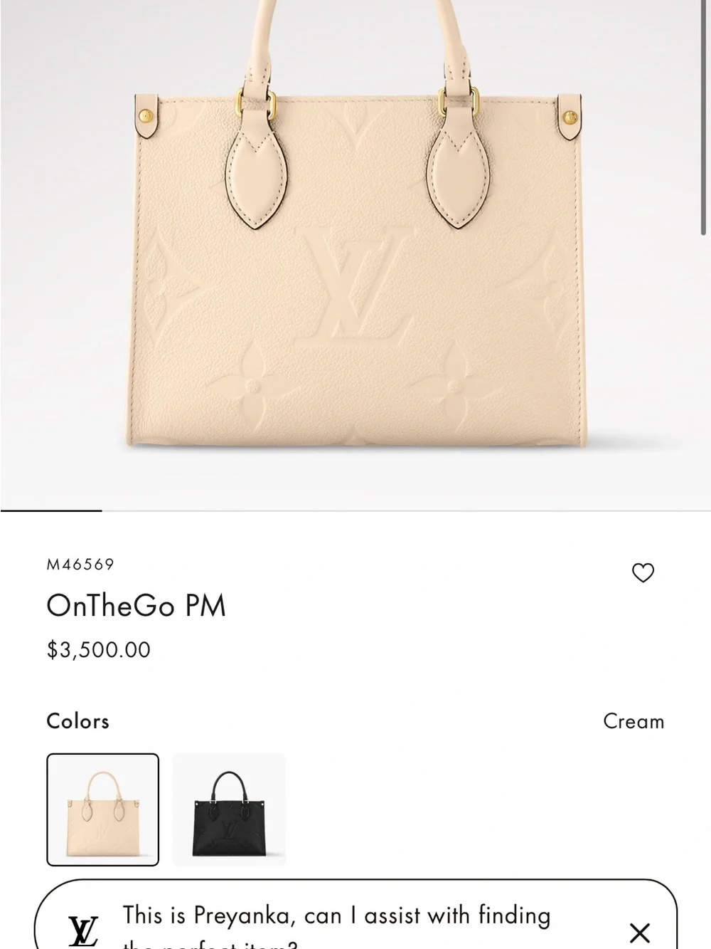 AUTHENTIC Louis Vuitton Cream Embossed Monogram Satchel ON THE GO Gm